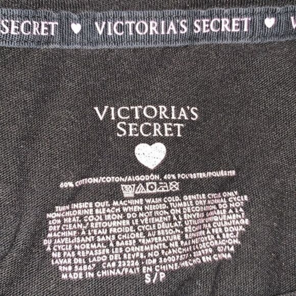 Victorias Secret Black Long Sleeve Tunic Top With VS Logo S/P Cotton & Polyester - Picture 2 of 7